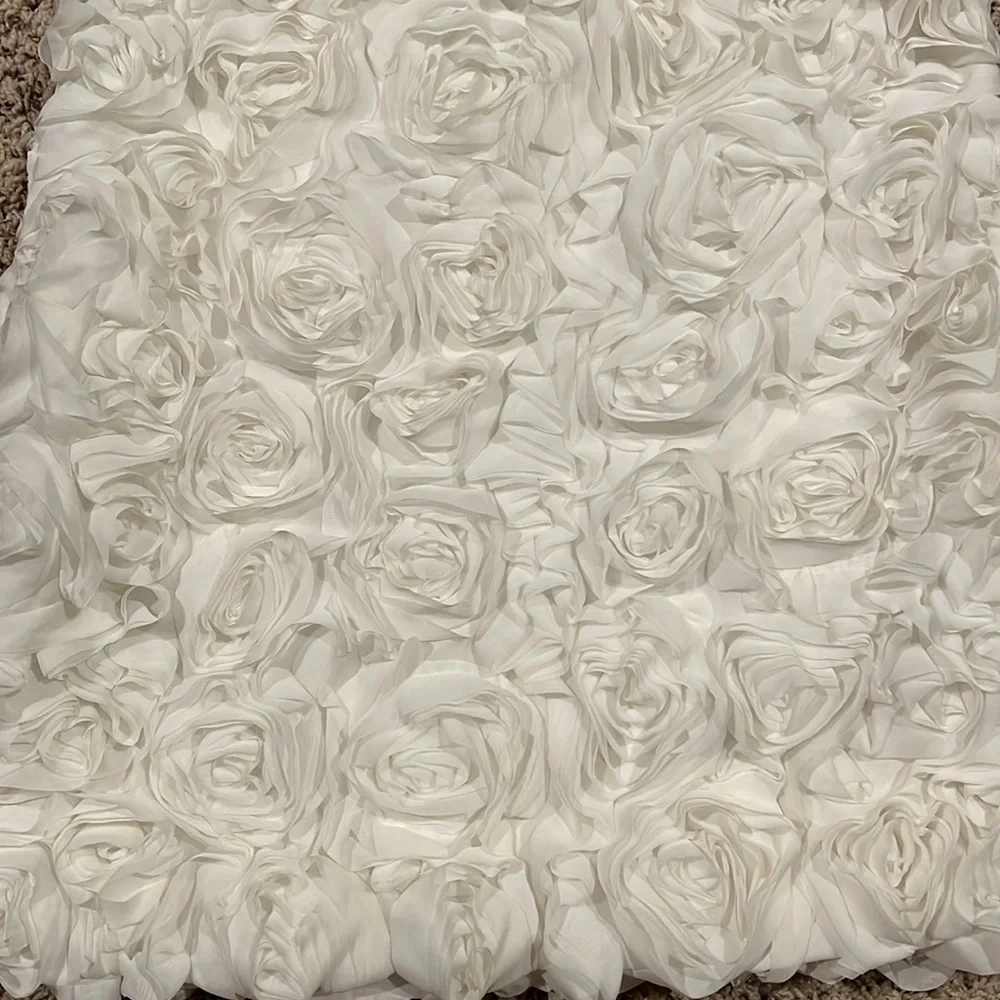 Fashion Nova size L white strapless dress with 3D flowers on bottom portion - Picture 2 of 3